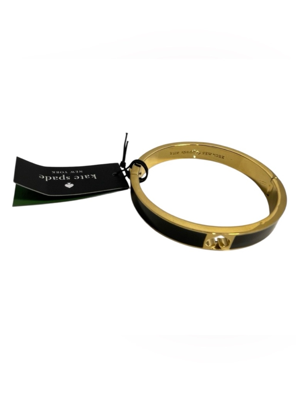 kate spade Black and Gold Logo Hinged Bangle